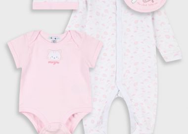 Energiers σετ δώρου 5 τμχ για βρεφικό κορίτσι (0-9 μηνών) | ΑΝΟΙΧΤΟ ΡΟΖ - Energiers - 